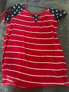 HEIMISH USA Red & Navy American Flag Stripe Raglan Top